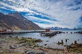 Historic, decaying, Grytviken Whaling Station on South Georgia looking out toward ocean Royalty Free Stock Photo