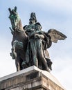 Historic Deutschen Eck at Koblenz, Germany, featuring a grand equestrian statue of William I Royalty Free Stock Photo