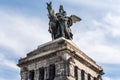 Historic Deutschen Eck at Koblenz, Germany, featuring a grand equestrian statue of William I Royalty Free Stock Photo