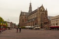 Historic district of Haarlem with famous St. Bavo Church and De Hallen museum.