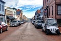 Historic downtown Annapolis in Maryland. Cozy narrow streets with shops and brick pavement Royalty Free Stock Photo