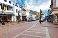 Historic downtown Annapolis in Maryland. Cozy narrow streets with shops and brick pavement Royalty Free Stock Photo