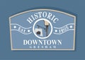 Historic Downtown Gresham on blue background