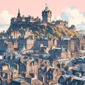 Historic Edinburgh Skyline: A Journey Through Time and Architecture Royalty Free Stock Photo