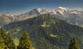 Historic electric train of the Schynige Platte Bahn SPB rack railway close to the summit station in the Bernese Alps. Royalty Free Stock Photo