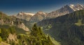 Historic electric train of the Schynige Platte Bahn SPB rack railway close to the summit station in the Bernese Alps. Royalty Free Stock Photo