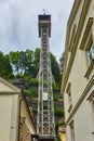 Historic elevator that takes tourists from the Elbe Valley to the high altitude hiking trails in Saxon Switzerland