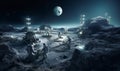 In a historic endeavor, a team of specialized astronauts works diligently on constructing a space station on the surface