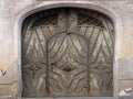 Historic arched entry door in German city