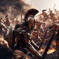 Historic epic Greek military commander in battle