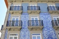 Traditional historic facade in Porto blue tiles Royalty Free Stock Photo