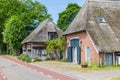 Historic farm house with thatched roof in Zweeloo Royalty Free Stock Photo