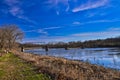 Historic five span highway steel truss bridge over the Des Moines River in Bentonsport Iowa