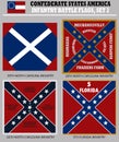 Historic Flag. US Civil War 1860`s. Confederate Battle Flags set 2 Royalty Free Stock Photo