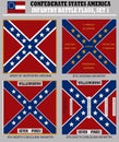 Historic Flag. US Civil War 1860`s. Confederate Battle Flag set 1 Royalty Free Stock Photo