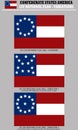 Historic Flag. US Civil War 1860`s. 1st Confederate National Flag variations