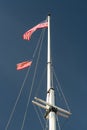 Historic flags fly over Fort McHenry, over Baltimore Harbor Royalty Free Stock Photo