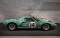 Historic Ford GT40 GT101R from 1965 displayed in a museum