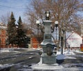 Historic Fountain In Edmonton Alberta In Winter