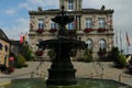 Historic Fountain In Front Of The City Hall In Villedieu-les-Poeles In Bretagne France Royalty Free Stock Photo