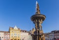 Historic fountain on the maket square of Ceske Budejovice