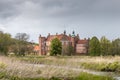 The historic Gammel Estrup Castle in Djursland. Old Estrup, most famous castle of Jutland region, Denmark