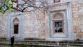 Historic Gazi Orhan Mosque, 14th century ottoman architecture, the mosque was built in 1339. Exterior view from mosque. Bursa, Tur