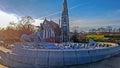 Historic Gefion Fountain opened in 1908 by St Alban`s church in Copenhagen in Denmark, popular tourist sight