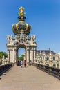 Historic golden crown at the Zwinger palace in Dresden Royalty Free Stock Photo