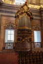 Historic Golden Pipe Organ in Clerigos Church in Porto, Portugal Royalty Free Stock Photo