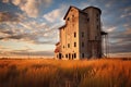 historic grain elevator in a rustic, abandoned setting