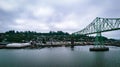 Historic green Astoria-Megler Bridge over the water in Oregon Royalty Free Stock Photo