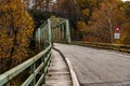 Historic Green Truss Bridge in Autumn - Layton Bridge - Fayette County, Pennsylvania Royalty Free Stock Photo