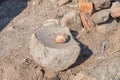 Historic grinding stone, used to grind grain Royalty Free Stock Photo