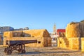 Historic guns standing in the old historic portuguese fortress city El Jadida in Morocco