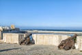 Historic guns standing in the old historic portuguese fortress city El Jadida in Morocco