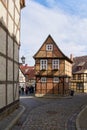 Historic half-timbered house in the old town of Quedlinburg