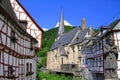 Romantic Half-timbered Houses and Holy Trinity Church in Monreal, Eifel Mountains, Rhineland-Palatinate, Western Germany Royalty Free Stock Photo