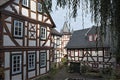 Historic half-timbered houses in the old town of braunfels, hess