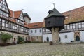 Historic half-timbered houses and pigeon house in Quedlinburg Royalty Free Stock Photo