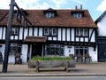 Historic half timbered Tudor pub called the Queen`s Head, in Pinner High Street, Pinner, Middlesex UK