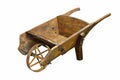 Historic hamdmade wheelbarrow over white Royalty Free Stock Photo