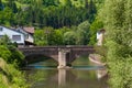 The historic HirschbrÃÂ¼cke with river Nagold in Wildberg