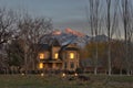 Historic home with mountains Royalty Free Stock Photo