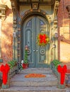 historic home in Stockade Historic District decorated for Christmas or Winter holiday