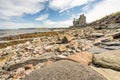 Historic Hotel Of Ackergill Tower At Sinclair Bay In The Scottish Highlands. Rocky Beach