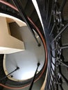 Historic hotel architecture scrollwork on staircase looking down