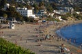Historic Hotel Laguna and Main Beach of Laguna Beach, California.. Royalty Free Stock Photo