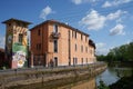 Historic house along Martesana canal at Milan