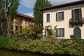 Historic house along Martesana canal at Milan